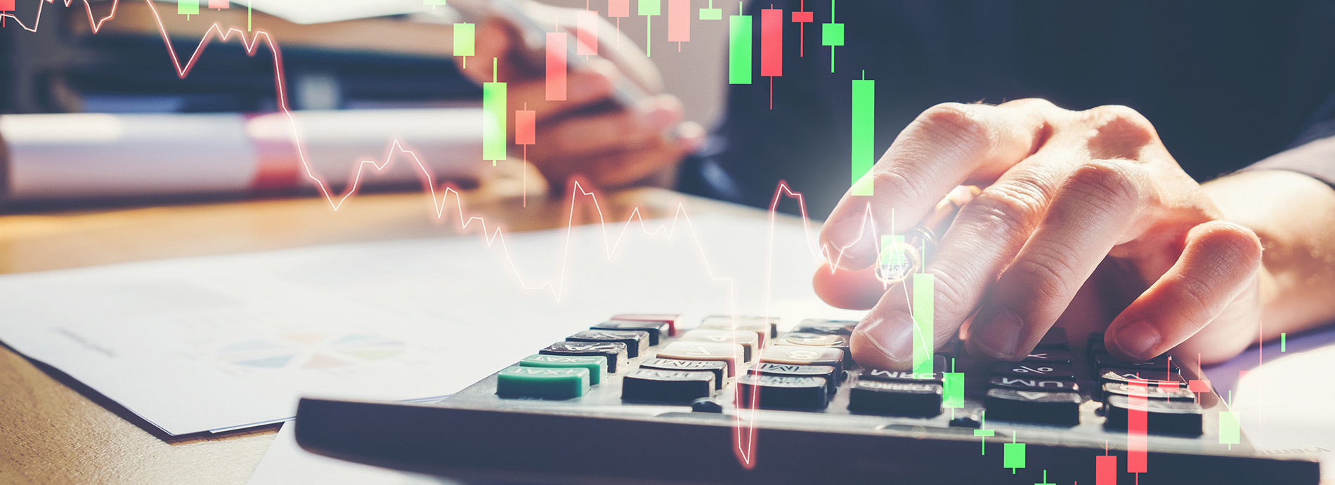 Hesap makinesi ile çalışan uzman görseli.