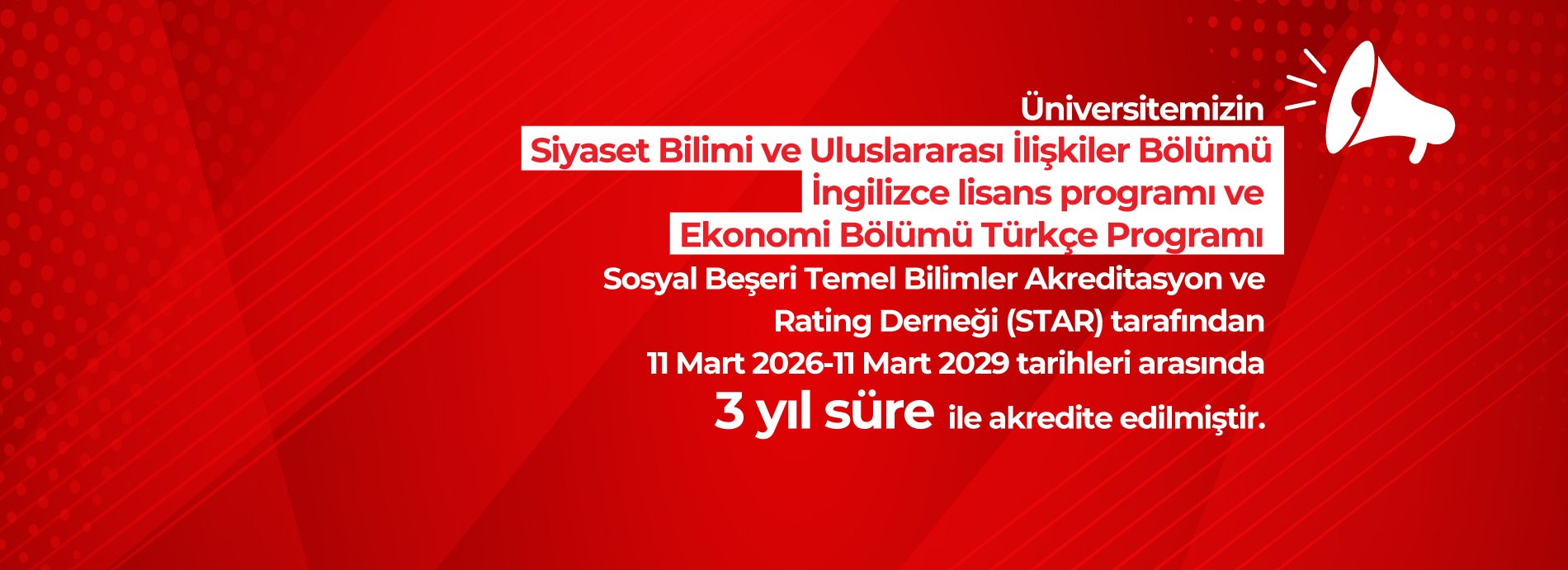 Ekonomi Bölümü (Türkçe Program), STAR Tarafından Akredite Edildi